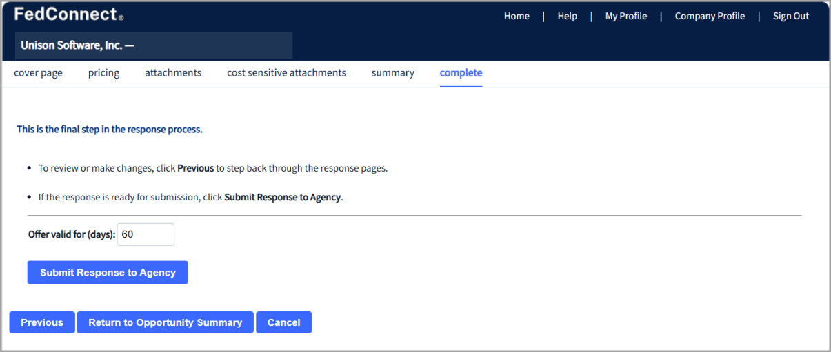 Complete Page for Responses